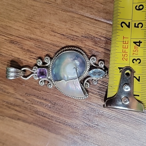 Mermaid Treasure Amethyst~Aquamarine~Sterling Silver Pendant - Picture 7 of 10